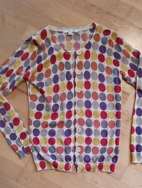 Boden Cardigan with Multicolor Polka Dots